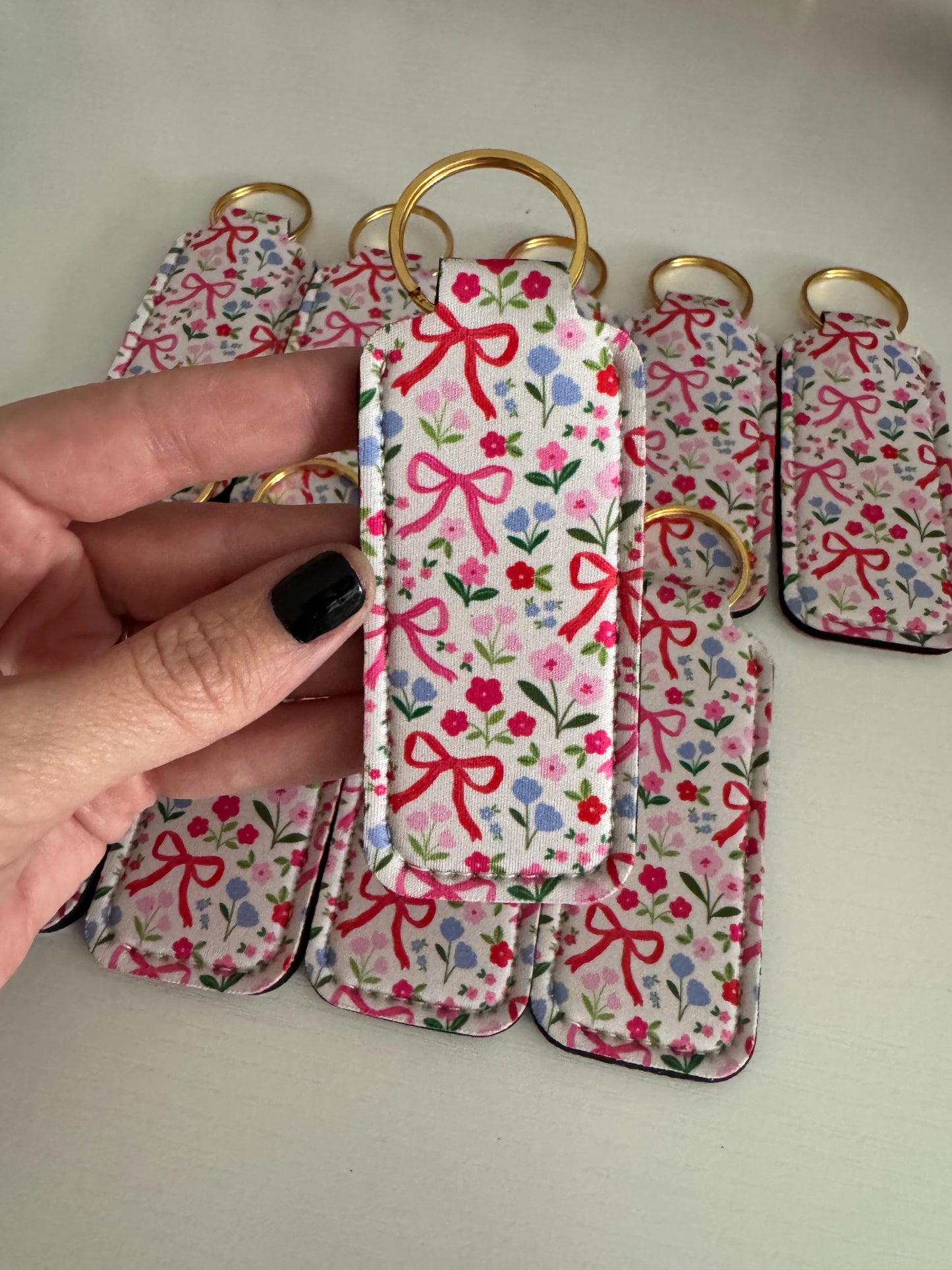 Bows + Flowers Chapstick Holder Keychains (Pack of 5)