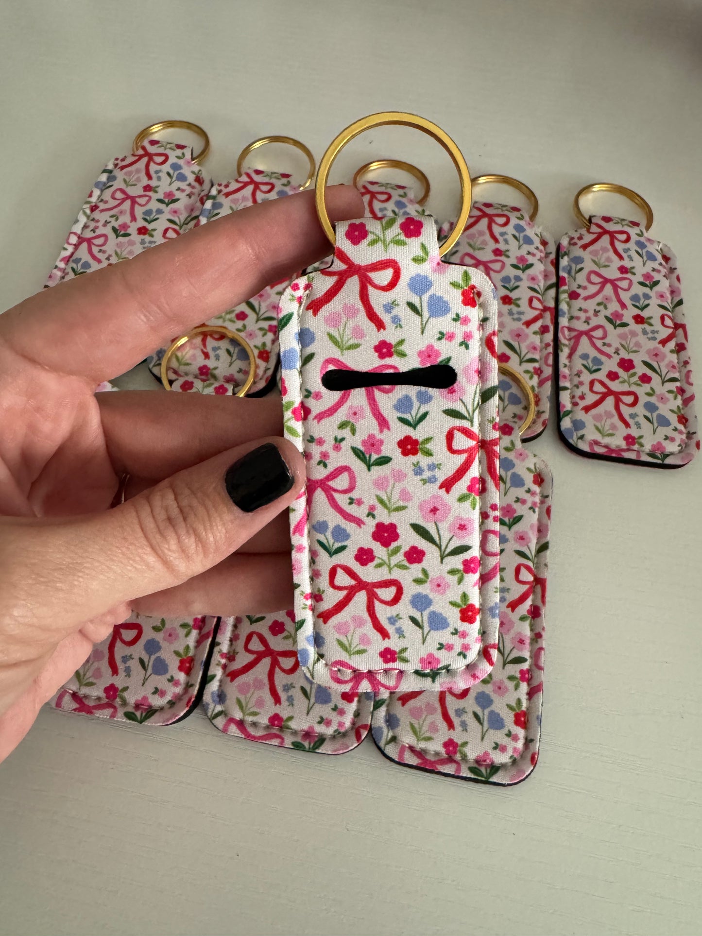 Bows + Flowers Chapstick Holder Keychains (Pack of 5)