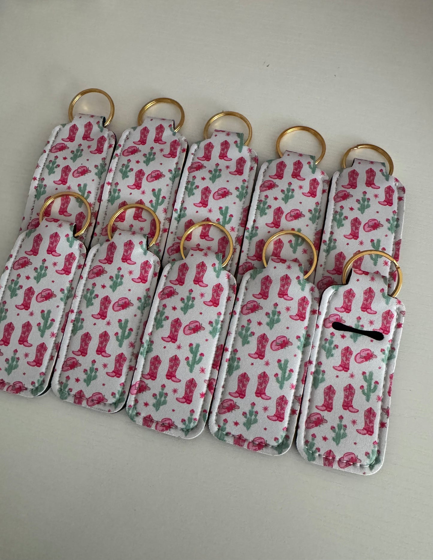 Cactus + Boots Chapstick Holder Keychains (Pack of 5)
