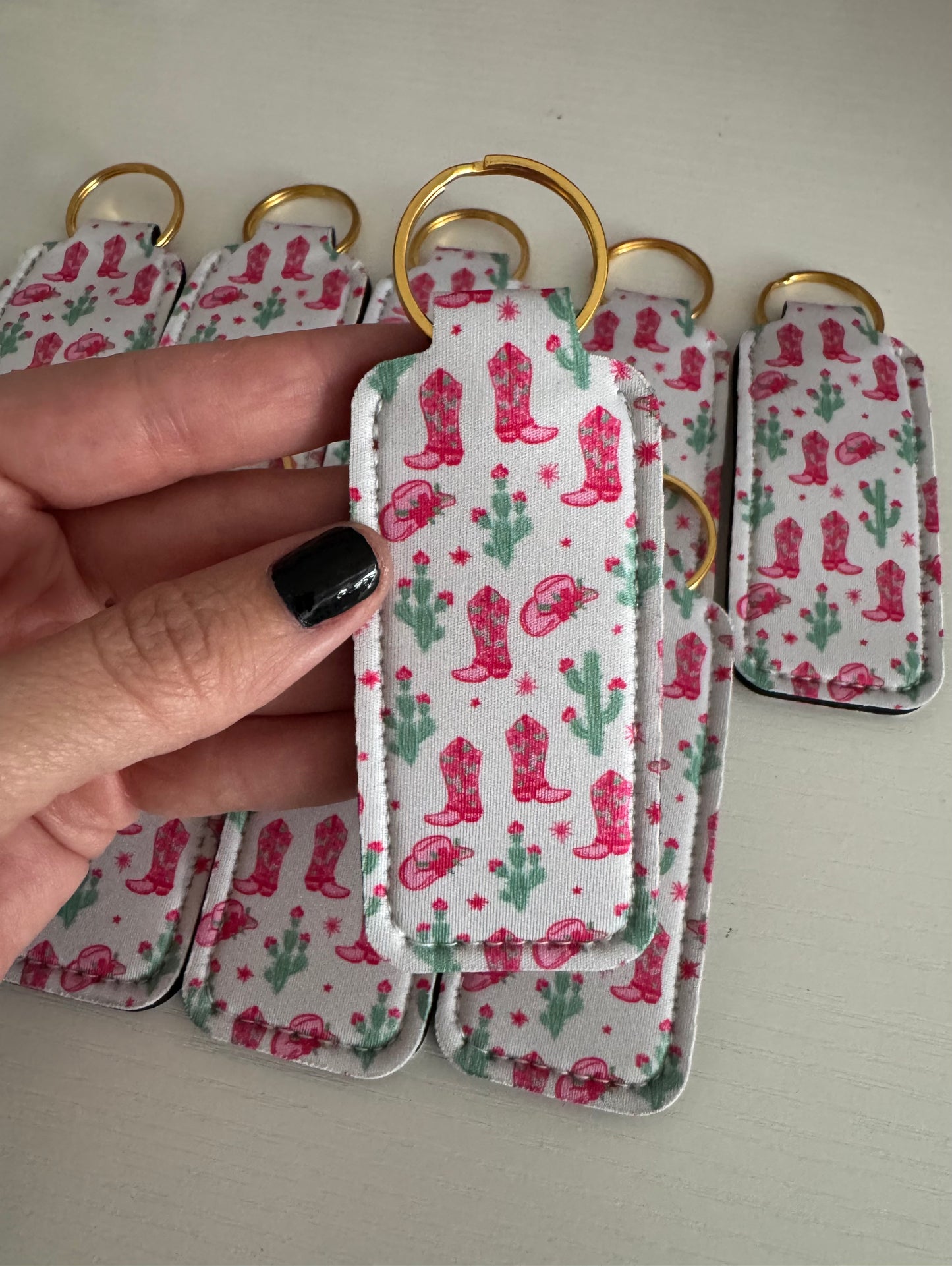 Cactus + Boots Chapstick Holder Keychains (Pack of 5)