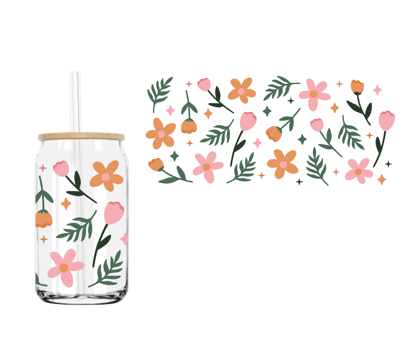 Orange Blossom (DOUBLE SIDED) UVDTF cup wrap
