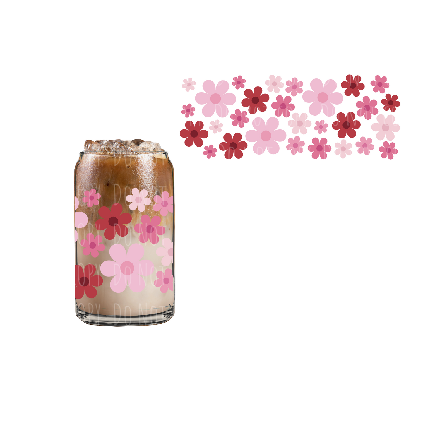 Red Wine Flowers UVDTF cup wrap