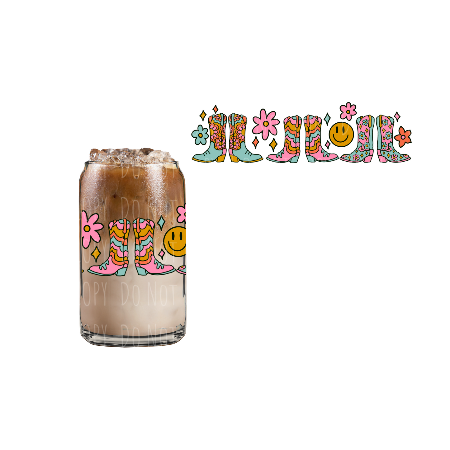 Floral Boots UVDTF cup wrap