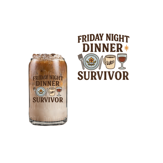Friday Night Dinner Survivor (DOUBLE SIDED) UVDTF decal