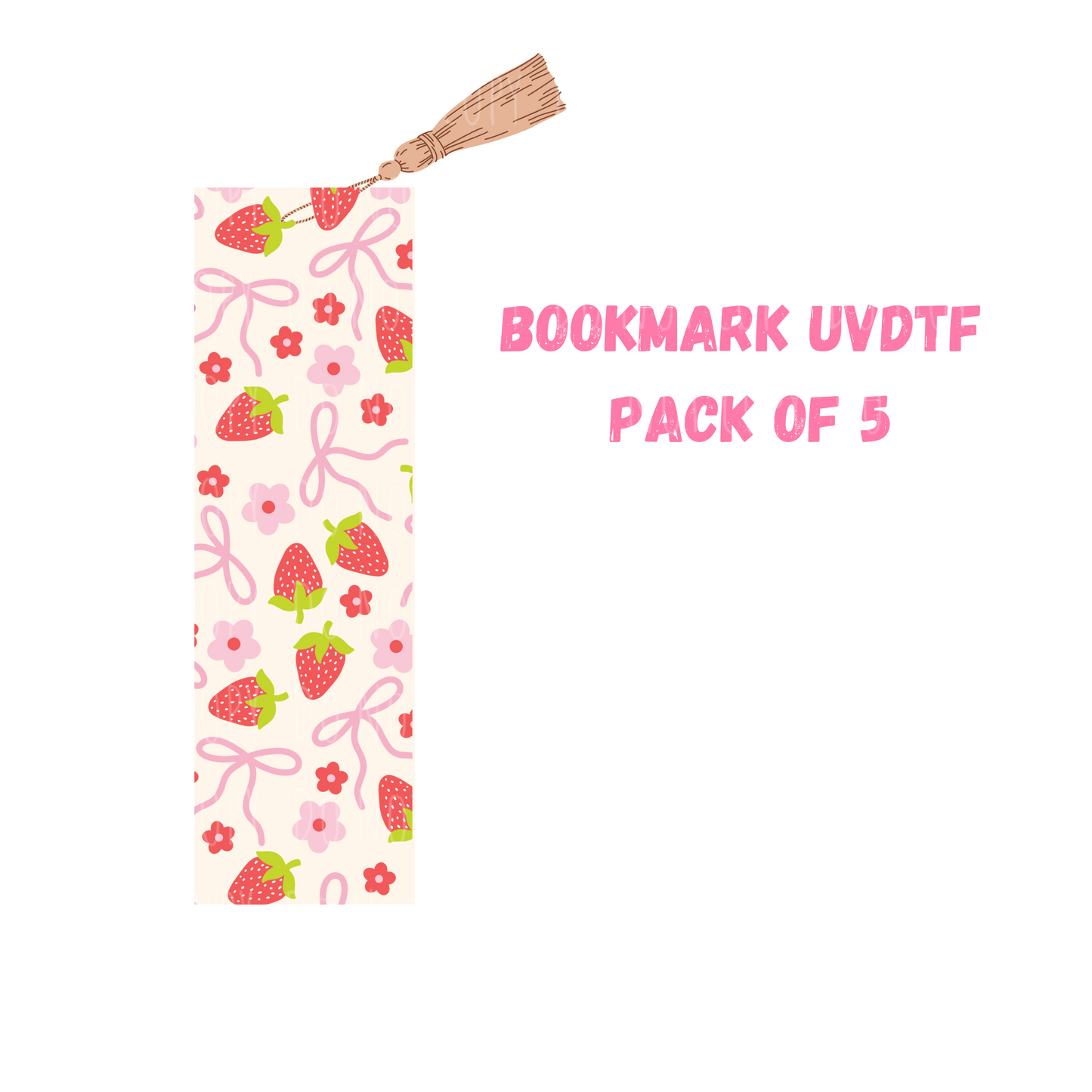 Strawberries + Bows (DOUBLE SIDED) UVDTF (pack of 5)