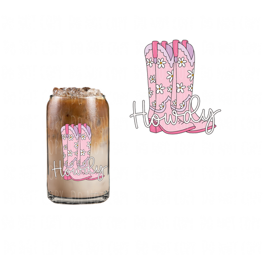 Pink Howdy Boots (DOUBLE SIDED) UVDTF decal