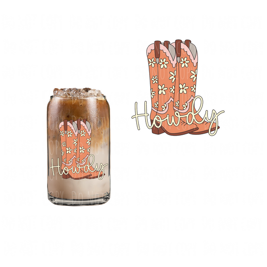 Brown Howdy Boots (DOUBLE SIDED) UVDTF decal