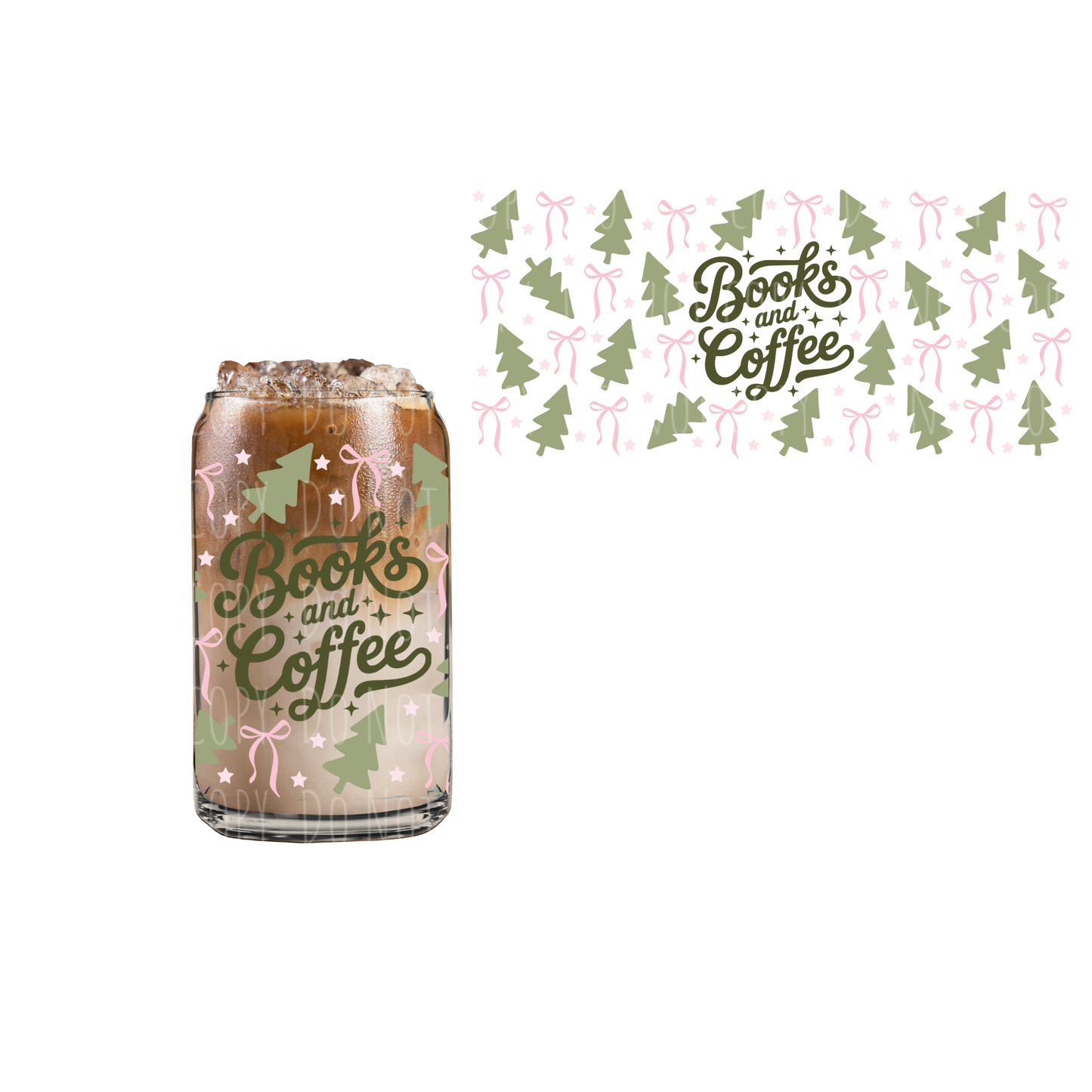Books + Coffee (DOUBLE SIDED) UVDTF 16oz cup wrap
