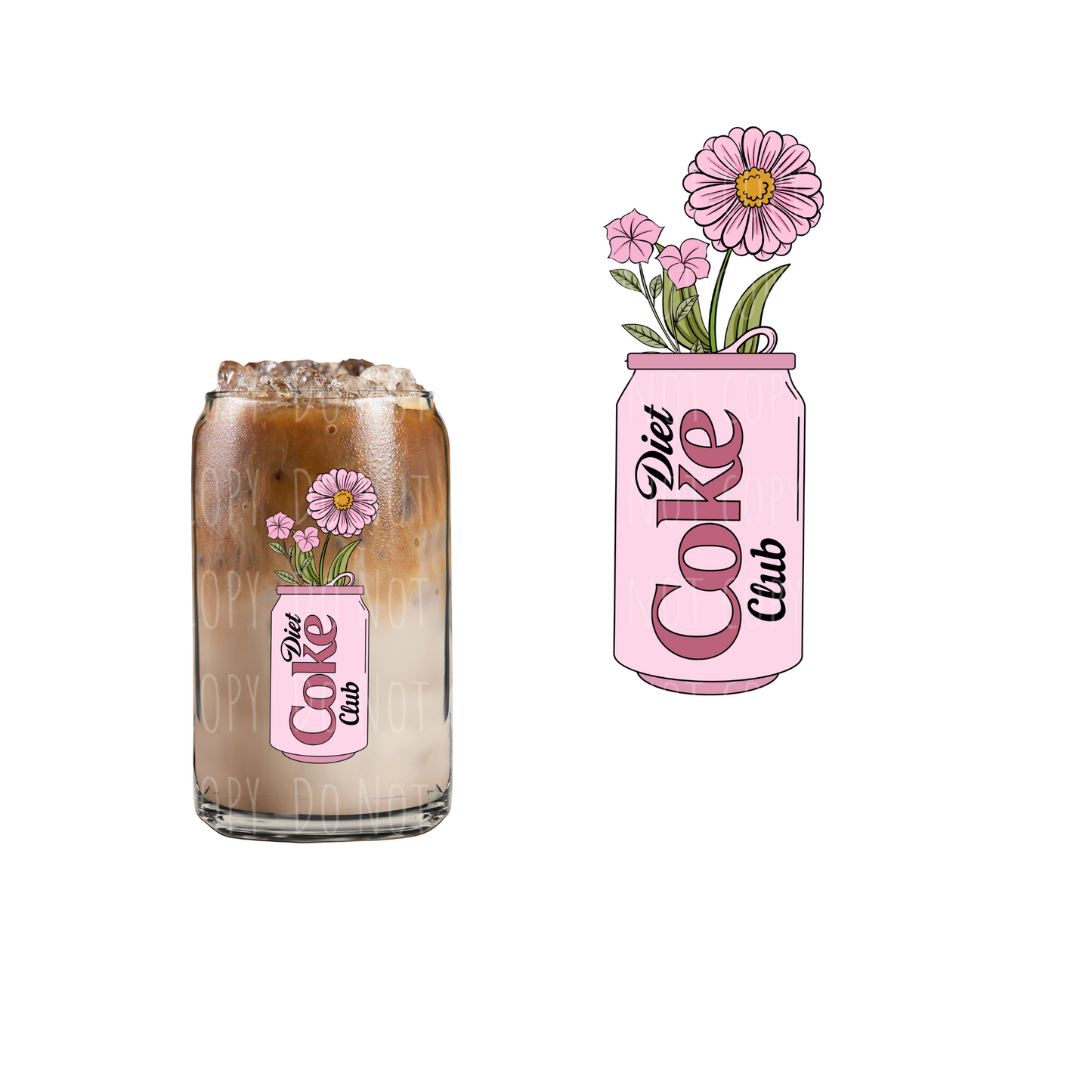 Pink Diet Coke Bouquet (DOUBLE SIDED) UVDTF decal