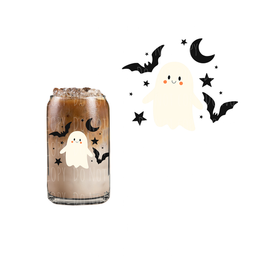 Cutie Ghost + Bats (DOUBLE SIDED) UVDTF decal