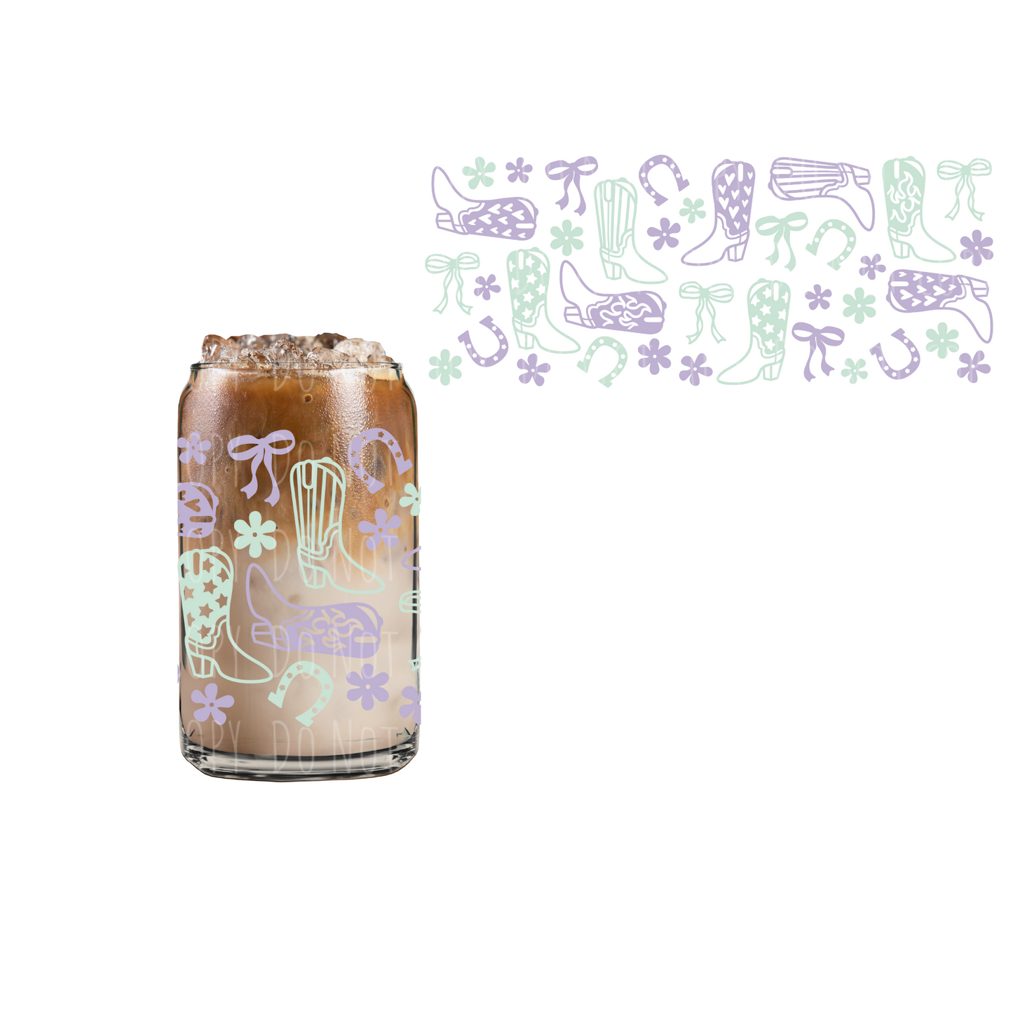 Pastel Western Boots (DOUBLE SIDED) UVDTF 16oz cup wrap