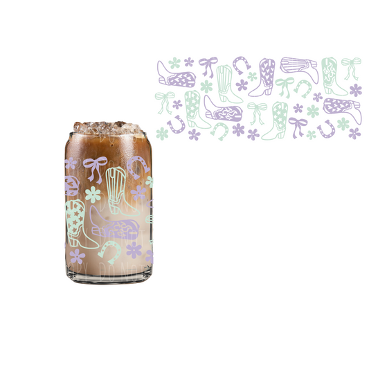 Pastel Western Boots (DOUBLE SIDED) UVDTF 16oz cup wrap