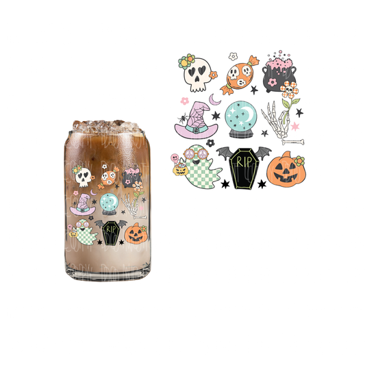 Cute + Spooky Grid (DOUBLE SIDED) UVDTF decal