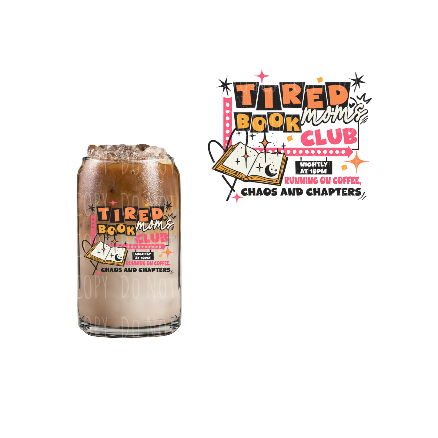 Tired Mom Book Club (DOUBLE SIDED) UVDTF decal