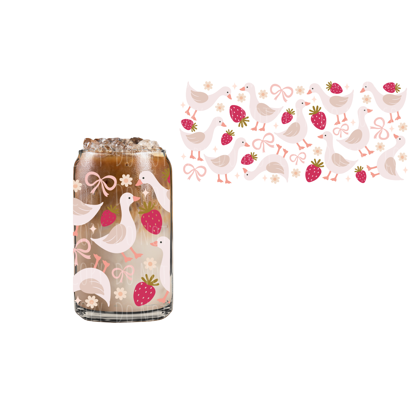 Strawberry Ducks (DOUBLE SIDED) UVDTF 16oz cup wrap