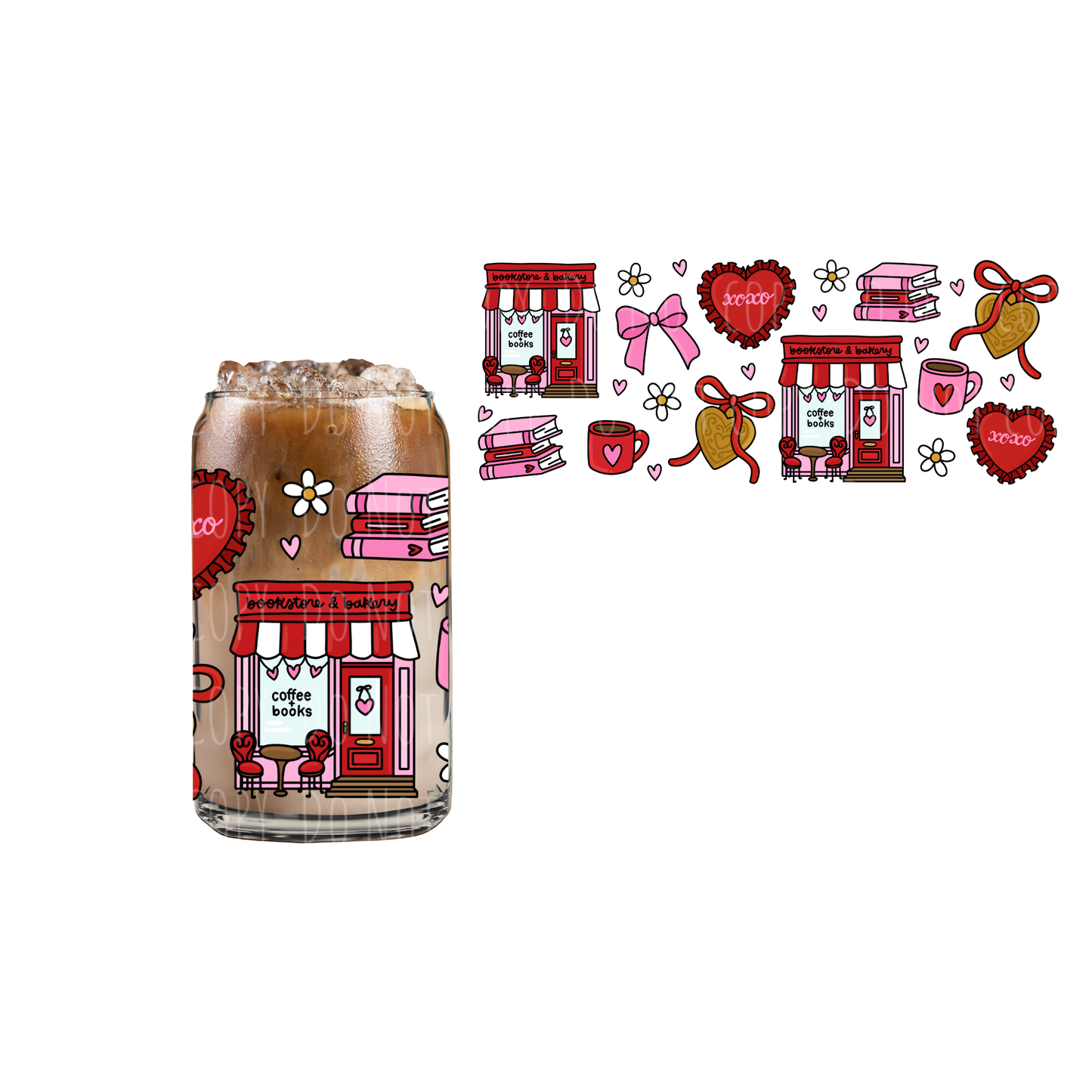 Coffee + Books Bookstore (DOUBLE SIDED) UVDTF 16oz cup wrap