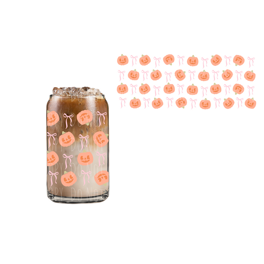 Holographic Pumpkin + Bows (DOUBLE SIDED) UVDTF 16oz cup wrap