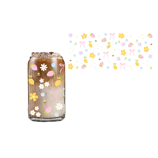 Bees + Flowers (DOUBLE SIDED) UVDTF 16oz cup wrap