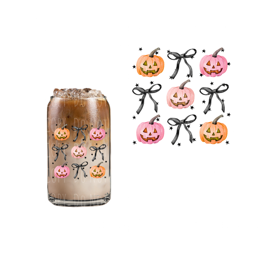 Black Bows + Pumpkins (DOUBLE SIDED) UVDTF decal