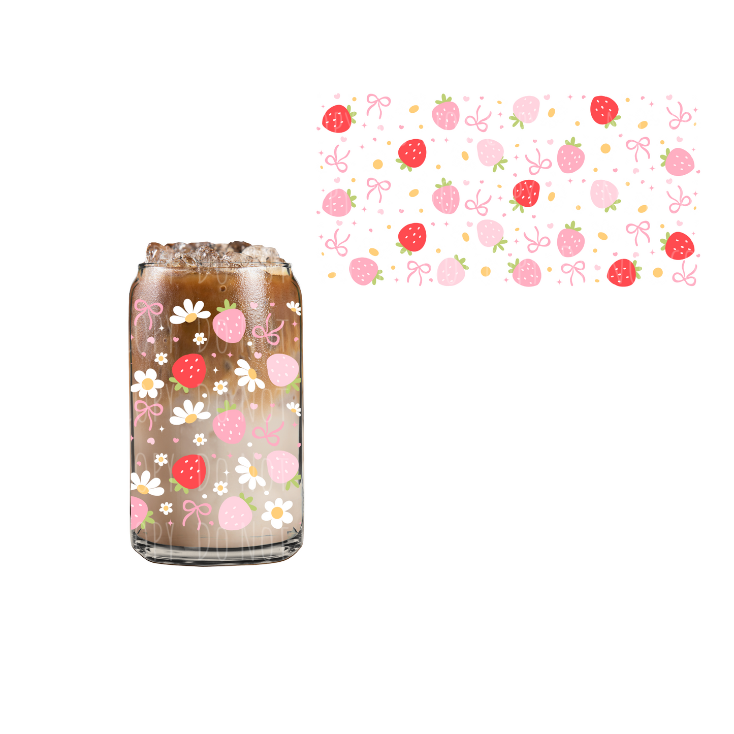 Daisy Strawberry (DOUBLE SIDED) UVDTF 16oz cup wrap
