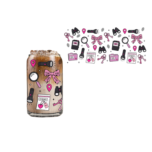Crime Watcher (DOUBLE SIDED) UVDTF 16oz cup wrap