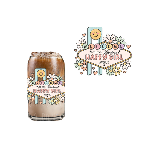 Happy Girl Avenue (DOUBLE SIDED) UVDTF decal
