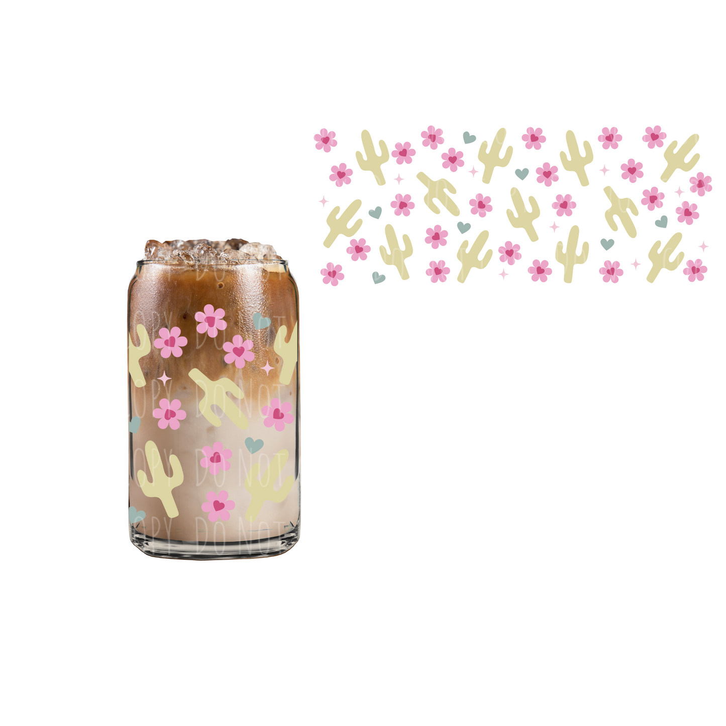 Cactus Love (DOUBLE SIDED) UVDTF 16oz cup wrap