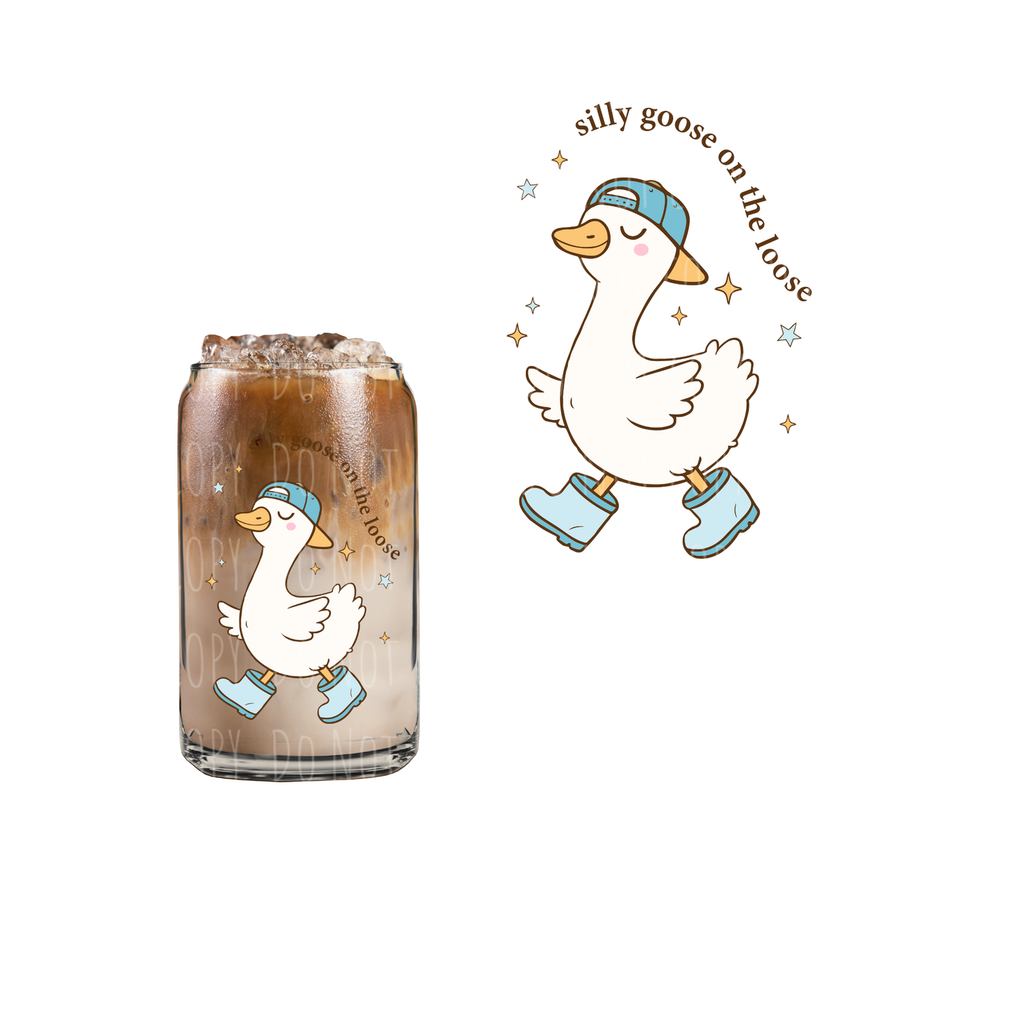 Silly Goose On The Loose (blue hat) (DOUBLE SIDED) UVDTF decal
