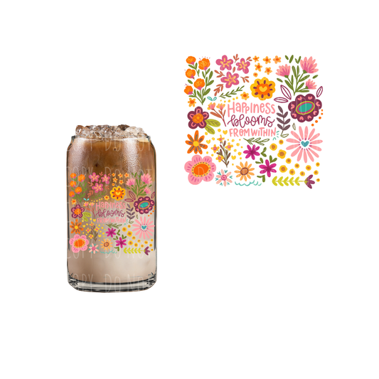 Happiness Blooms From Within (DOUBLE SIDED) UVDTF decal