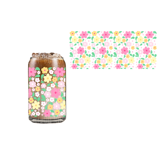 Pink + Yellow Florals (DOUBLE SIDED) UVDTF 16oz cup wrap