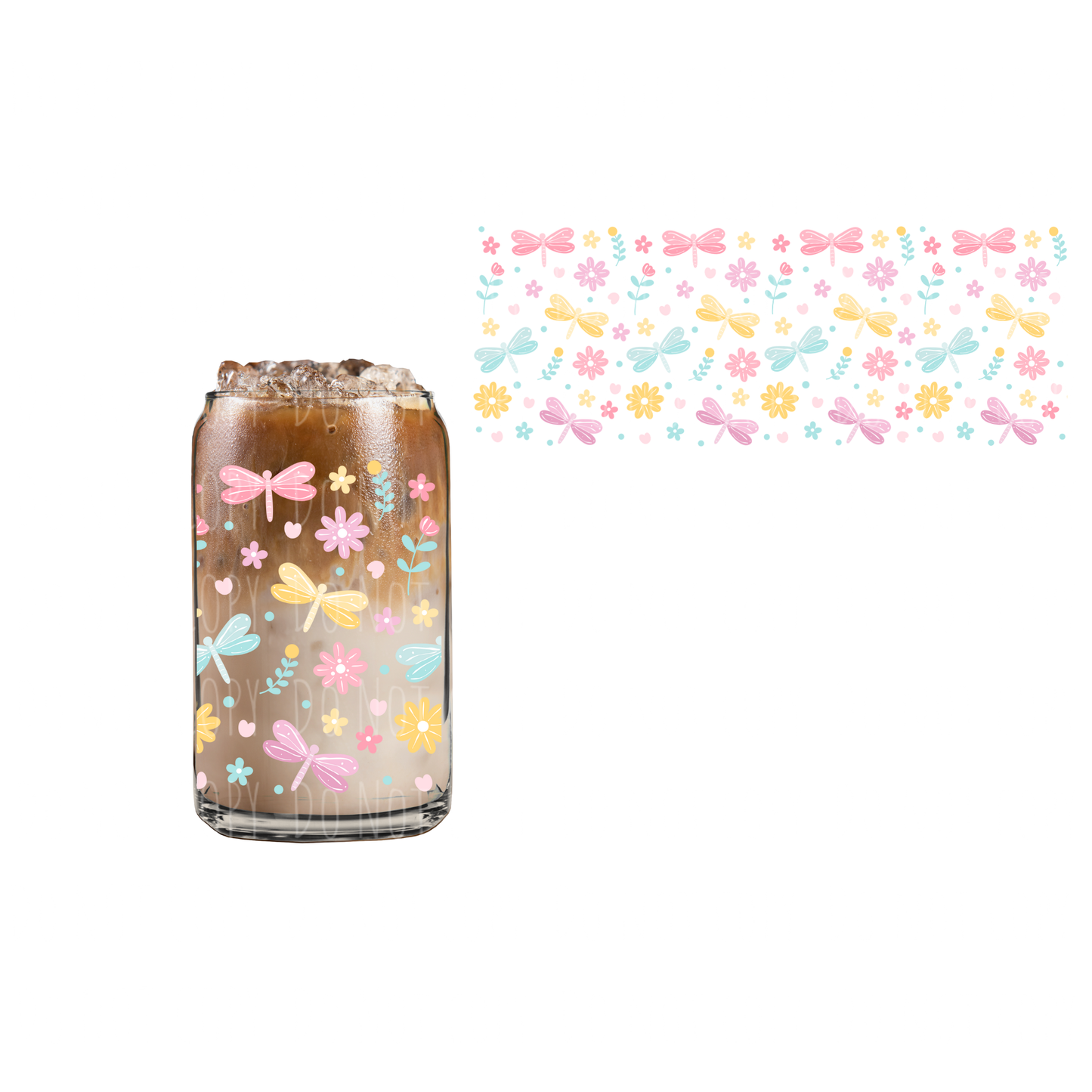 Pretty Dragonflies (DOUBLE SIDED) UVDTF 16oz cup wrap