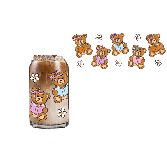 Beary Bookish (DOUBLE SIDED) UVDTF 16oz cup wrap
