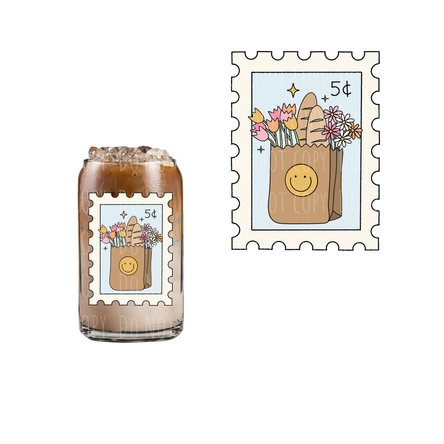Market Bag Stamp (DOUBLE SIDED) UVDTF decal