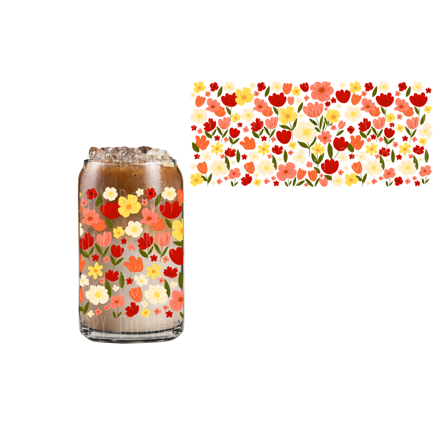 Bright Spring Florals (DOUBLE SIDED) UVDTF 16oz cup wrap