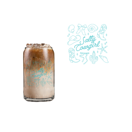 Salty Cowgirl - Teal (DOUBLE SIDED) UVDTF decal