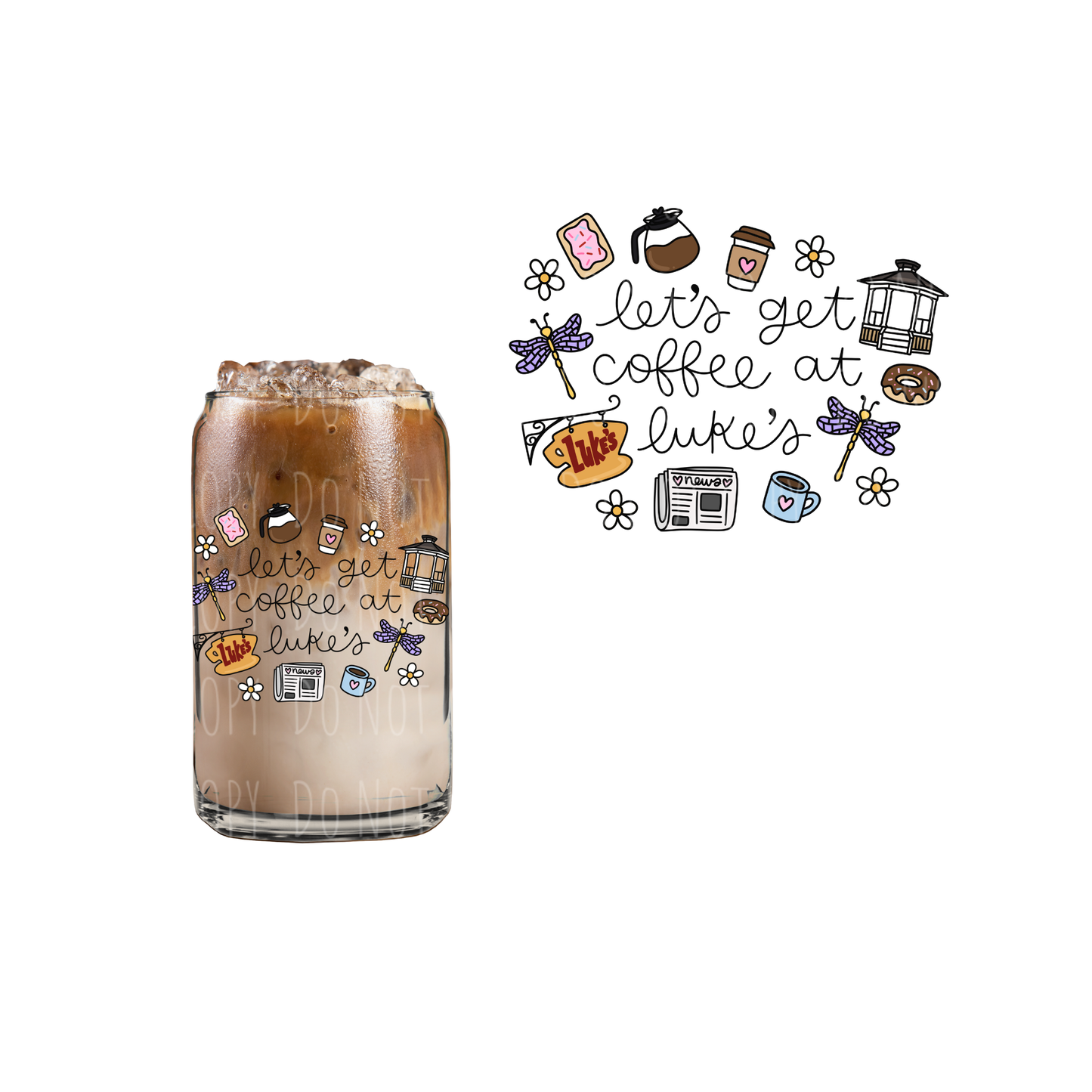 Let's Get Coffee At Lukes (DOUBLE SIDED) UVDTF decal