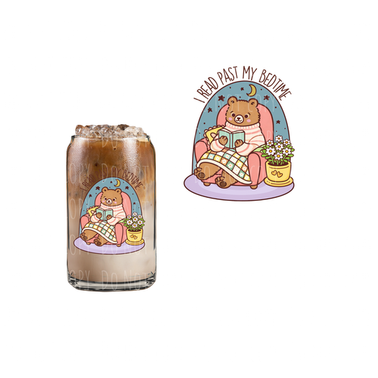 I Read Past My Bedtime Bear (DOUBLE SIDED) UVDTF decal
