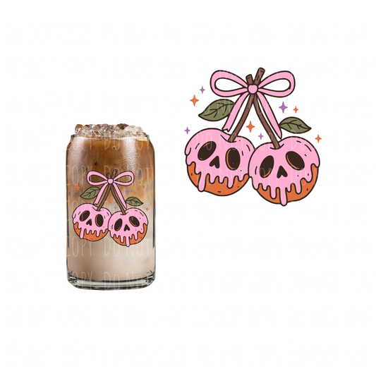 Pink Skull Cherries (DOUBLE SIDED) UVDTF decal