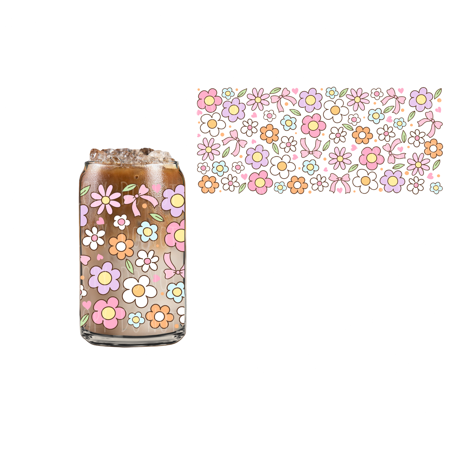 Girly Flower Day (DOUBLE SIDED) UVDTF 16oz cup wrap