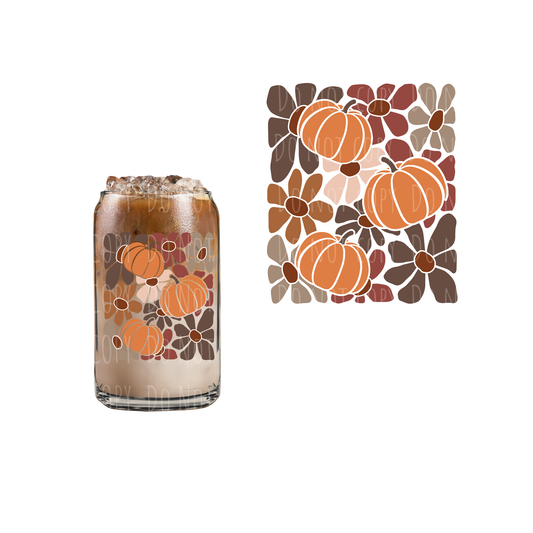 Pumpkin Florals (DOUBLE SIDED) UVDTF decal