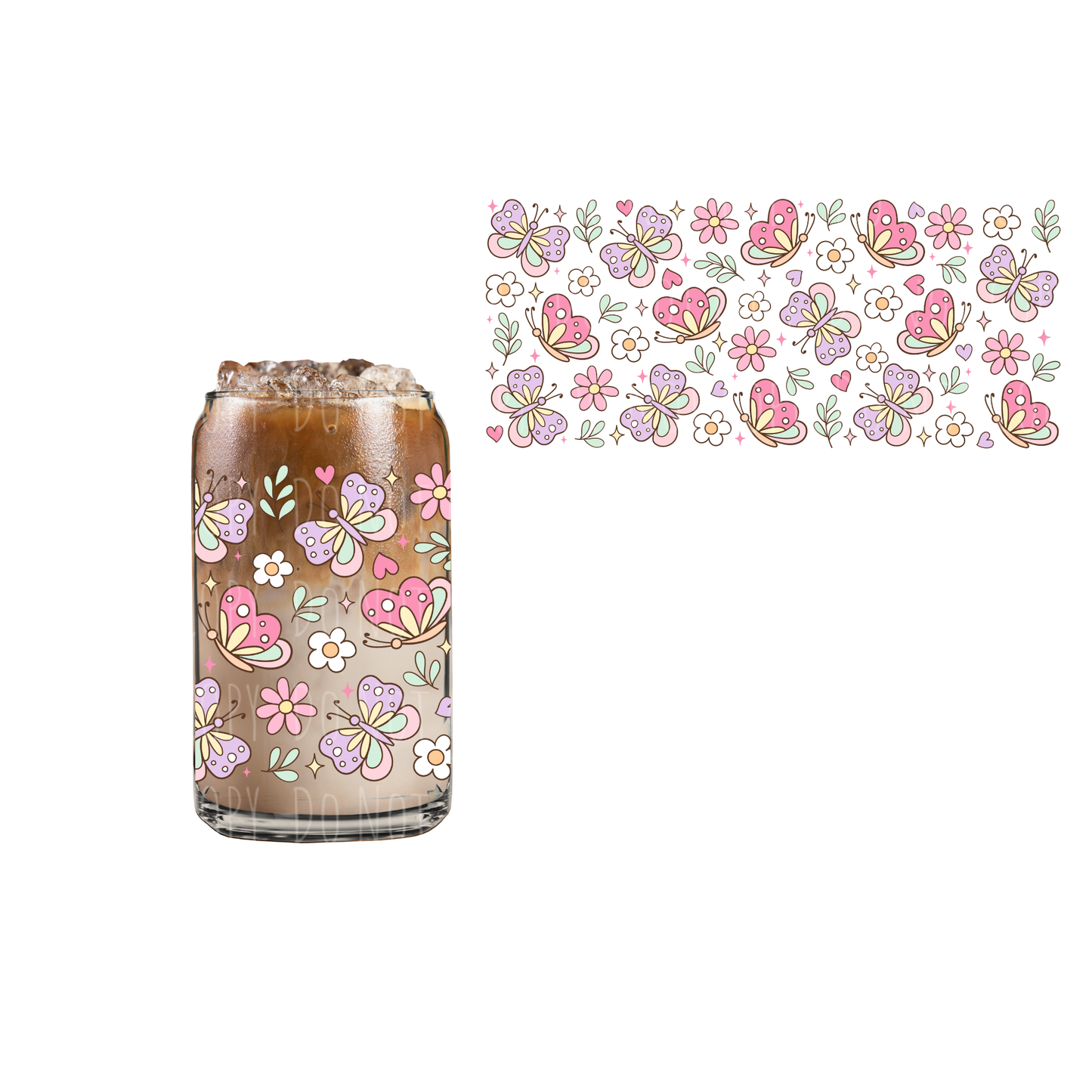 Cutie Butterflies (DOUBLE SIDED) UVDTF 16oz cup wrap