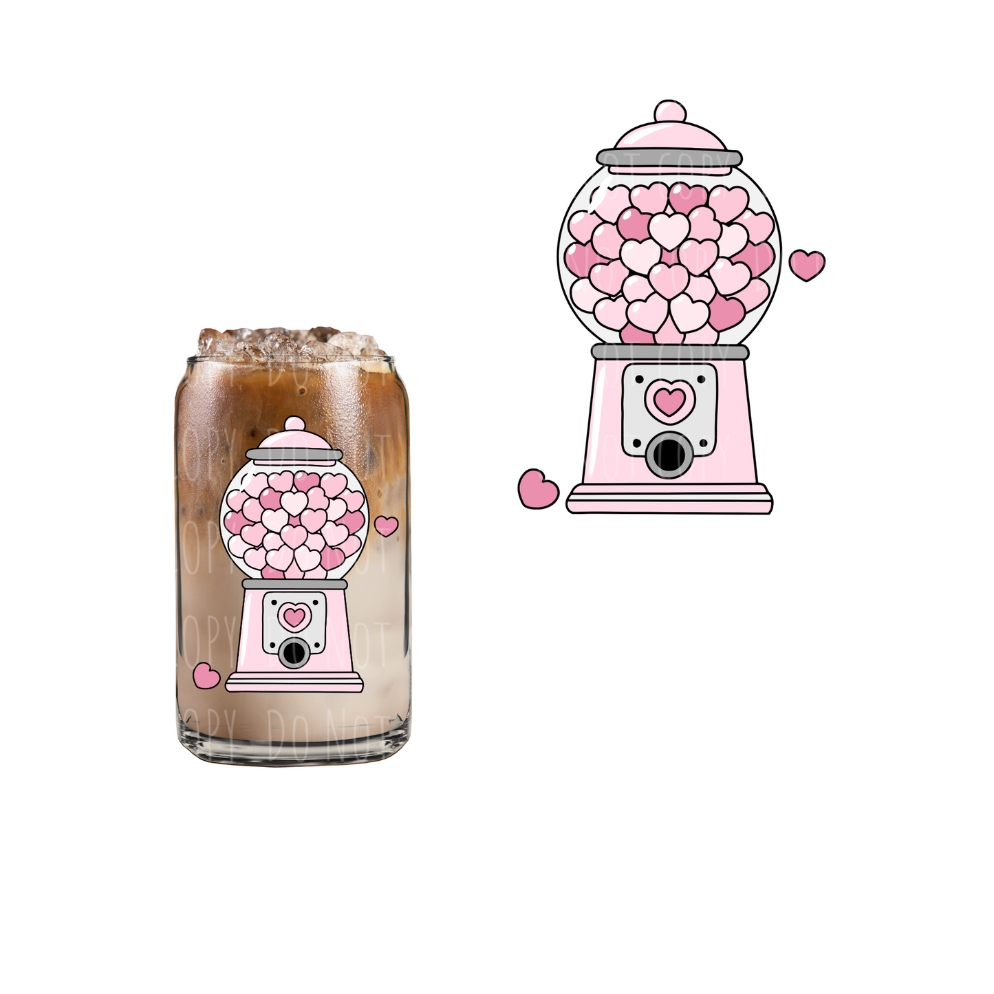 Pink Hearts Machine (DOUBLE SIDED) UVDTF decal