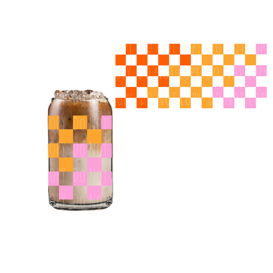 Bright Checkered (DOUBLE SIDED) UVDTF 16oz cup wrap