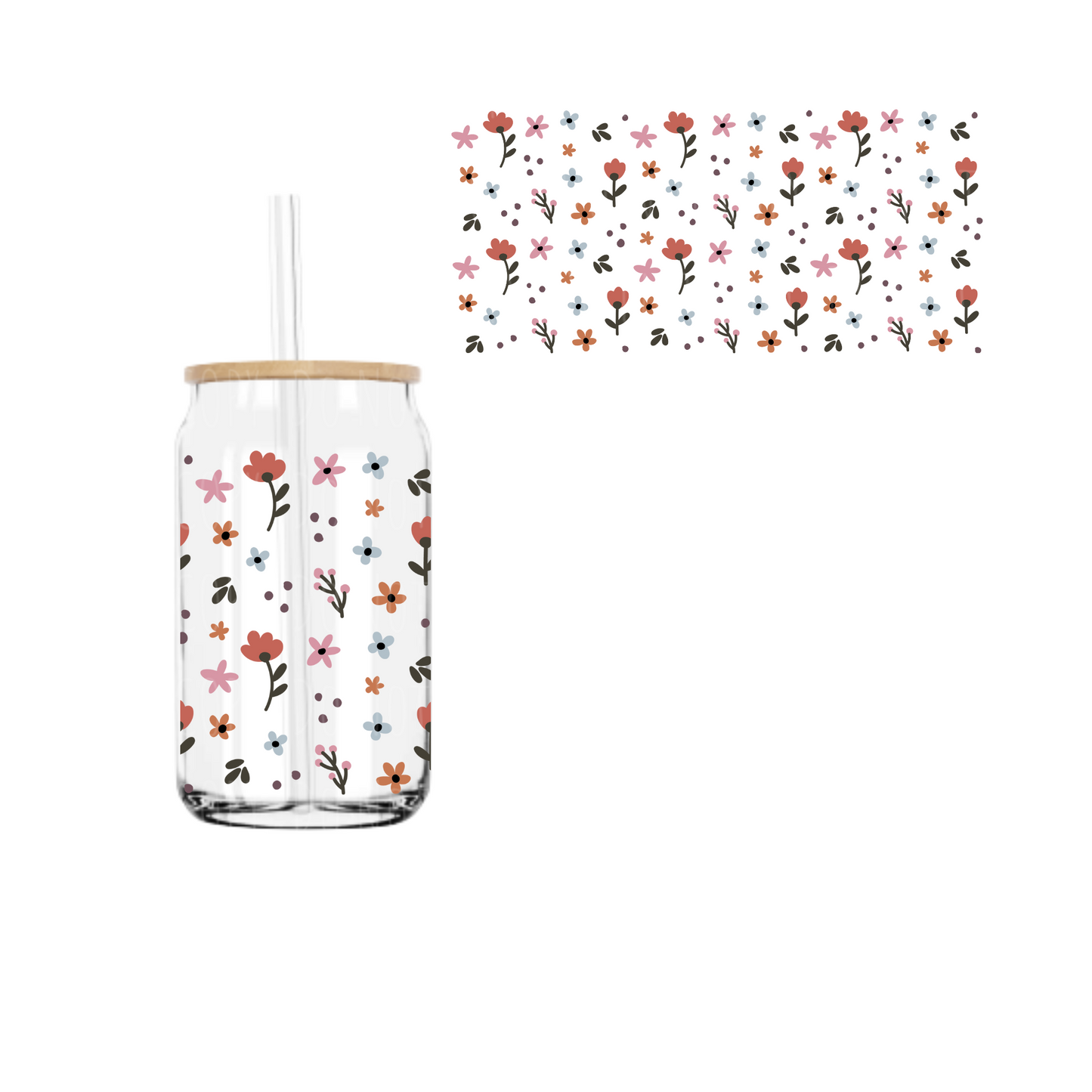 Dotty Florals (DOUBLE SIDED) UVDTF cup wrap