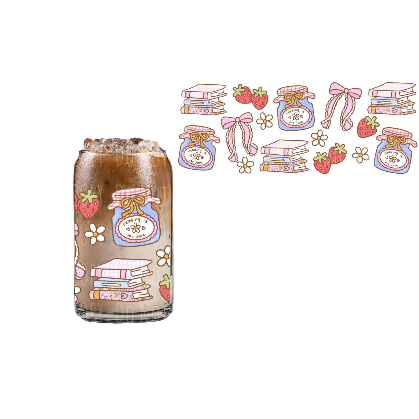 Reading Is My Jam (DOUBLE SIDED) UVDTF 16oz cup wrap