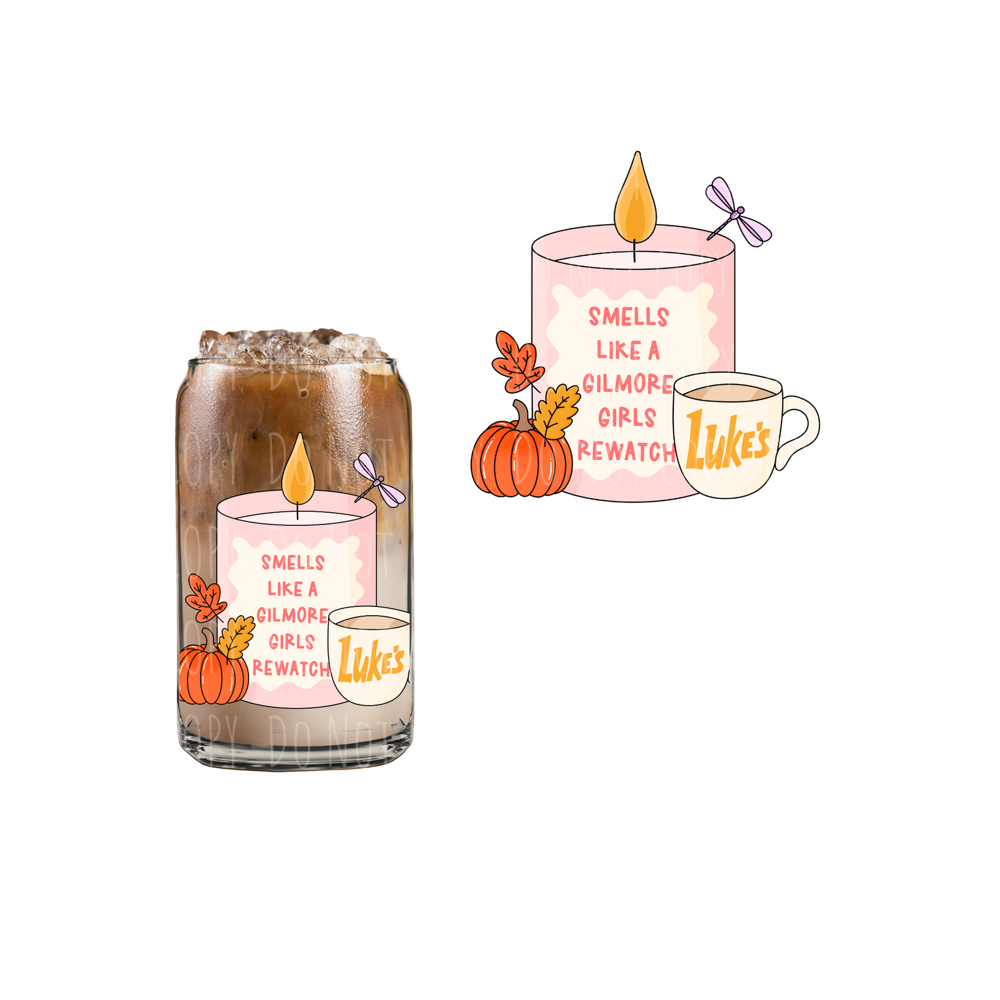 Smells Like Gilmore Rewatch Season Candle (DOUBLE SIDED) UVDTF decal