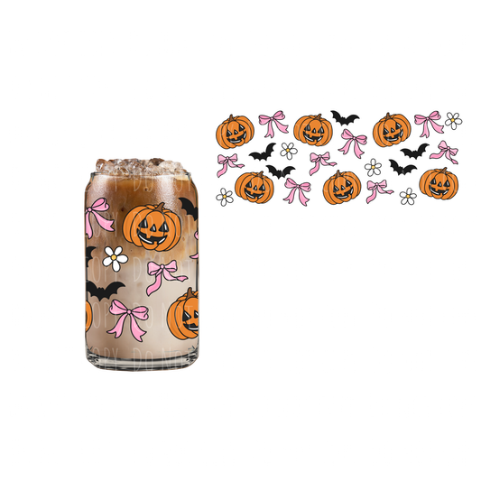 Bats, Bows + Pumpkins (DOUBLE SIDED) UVDTF 16oz cup wrap