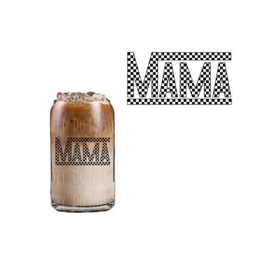 Black Checkered Mama (DOUBLE SIDED) UVDTF decal