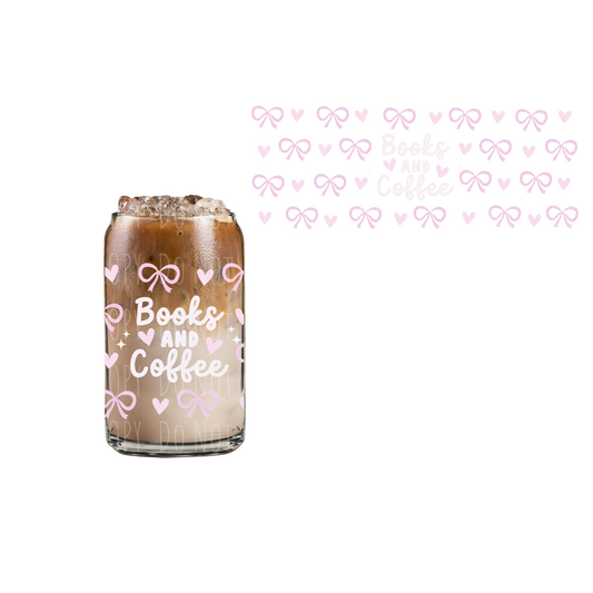 Books And Coffee (DOUBLE SIDED) UVDTF 16oz cup wrap