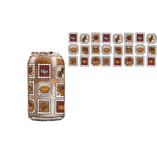 Fall Stamps (DOUBLE SIDED) UVDTF 16oz cup wrap